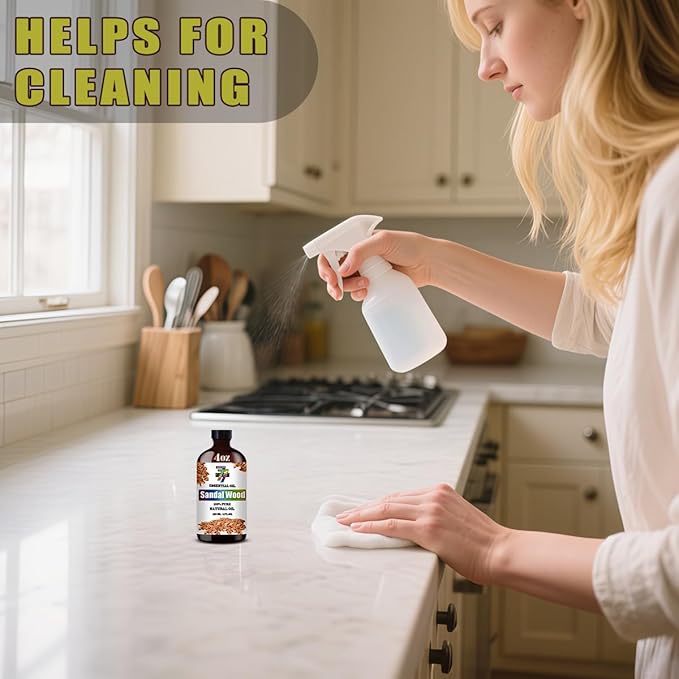 Sandalwood Essential Oil (4 oz/120 ml) ??Sandalwood Oils for Aromatherapy, diffusers, humidifiers, Home fragrances, DIY Skincare, soap Making, DIY Candle, Relaxation, Yoga, and Meditation