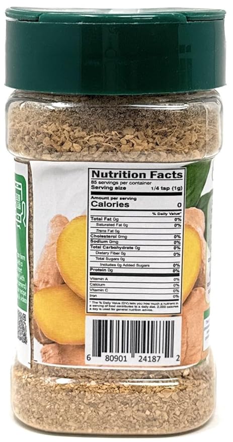 Rani Organic Granulated Ginger (Adarak Granules) 3oz (85g) PET Jar ~ All Natural | Gluten Friendly | Vegan | NON-GMO | Kosher | No Salt or fillers | Indian Origin | USDA Certified Organic