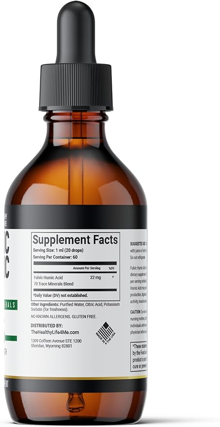 Fulvic Acid + 72 Trace Minerals | Fulvic Humic Acid | Digestion | Hydration | Keto, Dietary Supplement Drop| Energy | pH Balance | 2-Month Supply | The Healthy Life 4 ME