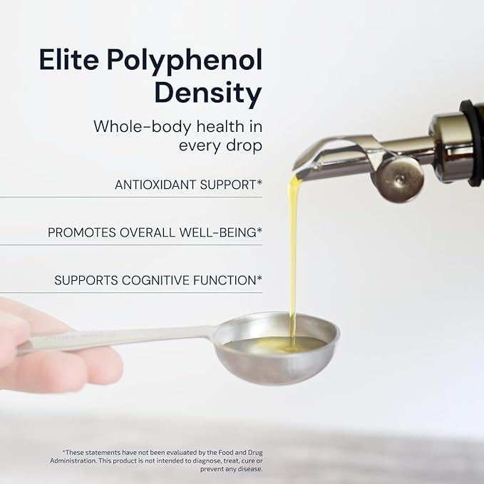 Blueprint by Bryan Johnson Olive Oil ??Snake Oil- High Polyphenol Extra Virgin Olive Oil (400+ mg/kg) ??Cold Pressed, Early Harvest, First Cold Press EVOO ??Keto, Paleo, Non-GMO ??750ml Glass Bottle