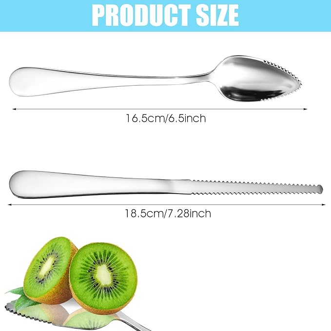 Giantree Grapefruit Spoon, Serrated Edge Grapefruit Knife, Stainless Steel Grapefruit Utensil Tool Dessert Spoons for Citrus Lemon Kiwi Salads Melon Lime Pitaya Apple Fruit Puree (3)
