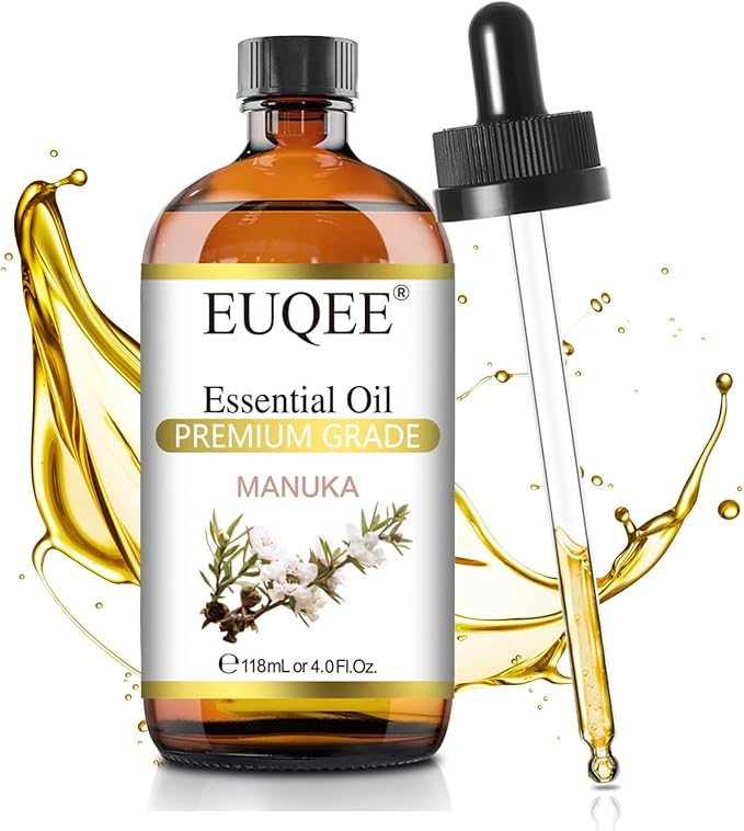 Manuka Essential Oil 118ml Large Capacity Pure Manuka Oil with Glass Dropper for Skin, Diffuser, Aromatherapy, Cleaning, Soap Candle Making - 4Fl.Oz