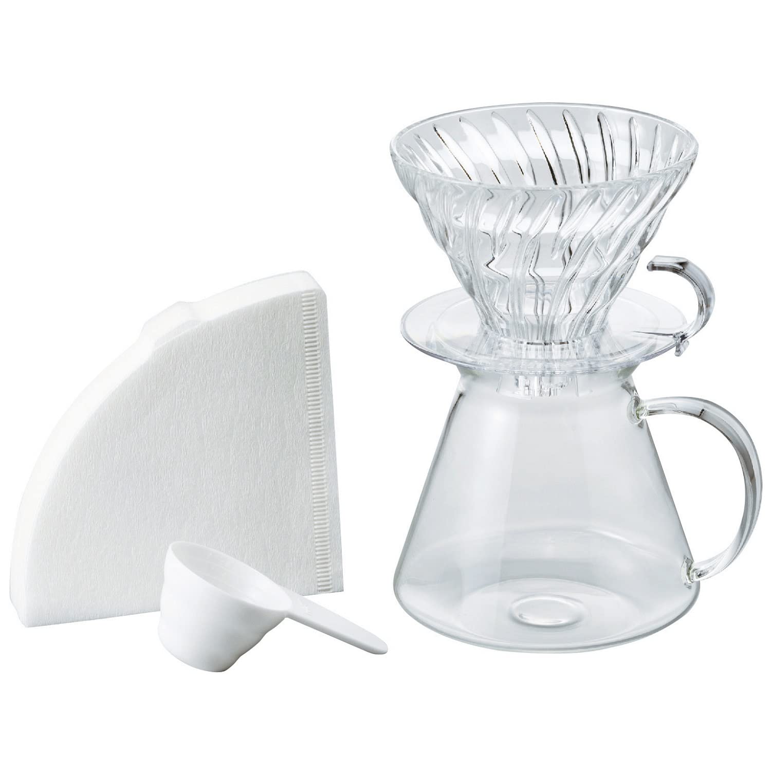Hario "Simply Hario" V60 Glass Pour Over Coffee Set, Size 02