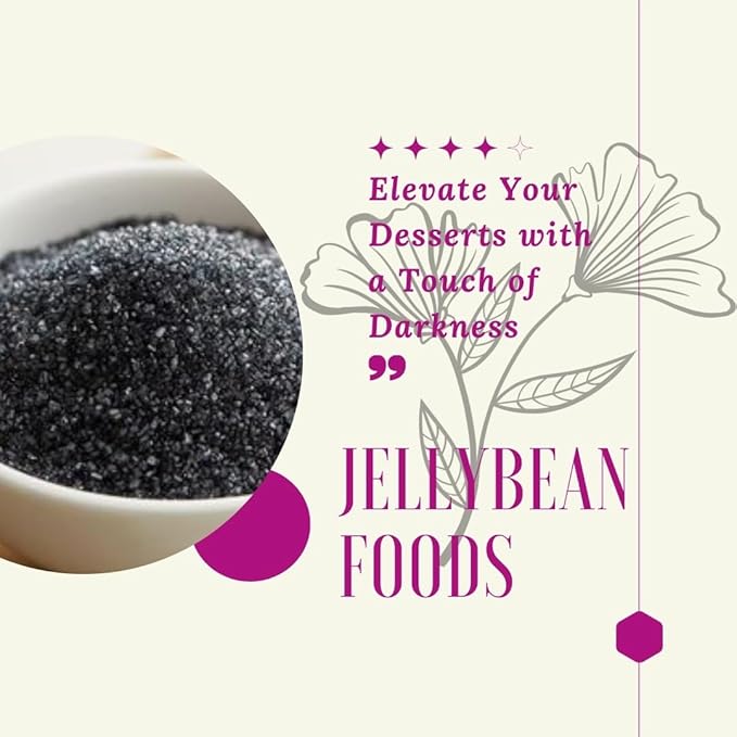 Jellybeans Food Sanding Sugar - Sparkly Sugar Crystals - Sanding Sugar For Cake & Cookies - Special Sanding Sugar - Grains Decorative Sanding Sugar (Black, 1 LB)