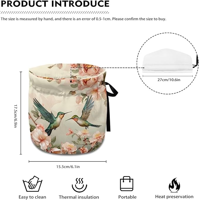 Hummingbird Tea Cozy for Teapot Insulated Rose Hibiscus Tea Pot Cozy for Keeping Warm for Gift Cup Cozy Home Kitchen Decorative