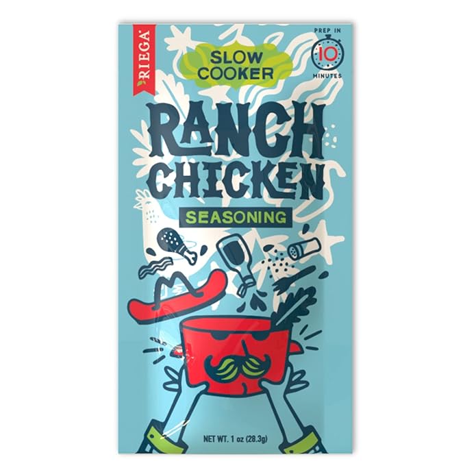 Riega Ranch Chicken Slow Cooker Seasoning, Perfect Dry Powder Mix for Ranch Seasoning Chicken, 1 Ounce (Pack of 8)