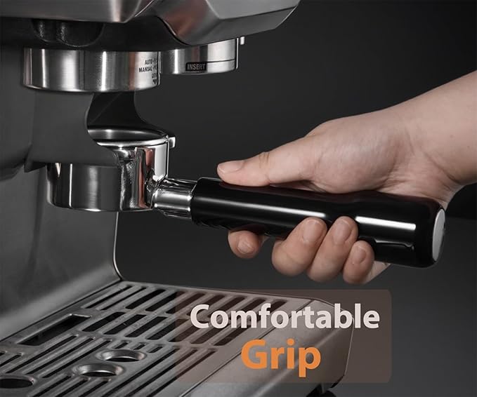 54mm Bottomless Portafilter - 3 Ears with Stainless Steel Filter Basket, Fits Breville Barista Express, Pro, Touch, Bambino Plus, Infuser (880BSS, 870XL, 878BSS, 500BSS, 840XL), Black