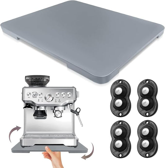 360째 Rolling Tray Bamboo Appliance Slider for Kitchen Appliances, for Breville Espresso Machine Accessories, Sliding Tray for Coffee Maker Appliances Mat Easily from Under The Cabinet Gray 13"횞15.7"