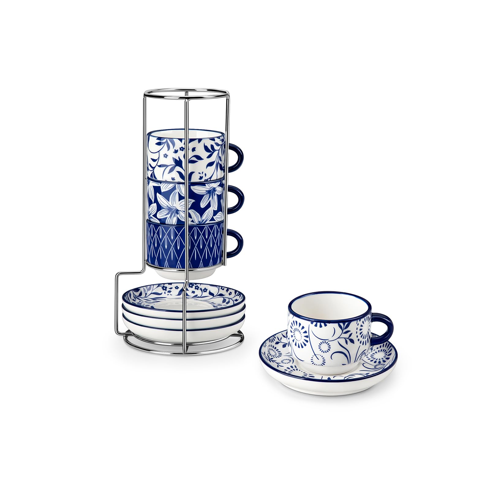 vancasso 2.5 OZ Espresso Cups Set of 4, Porcelain Stackable Cappuccino Cups