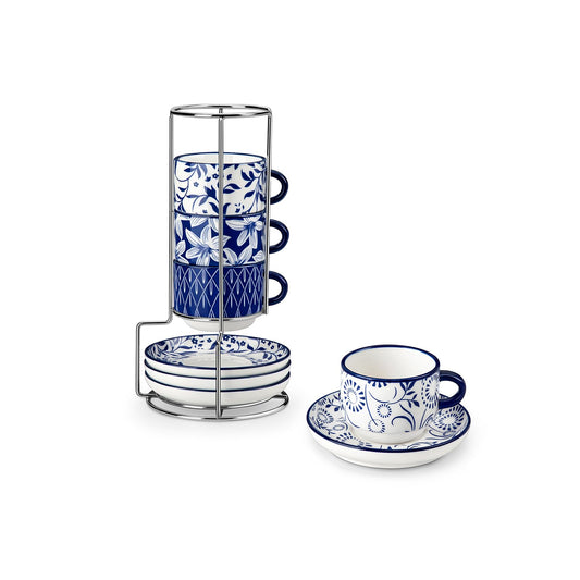 vancasso 2.5 OZ Espresso Cups Set of 4, Porcelain Stackable Cappuccino Cups