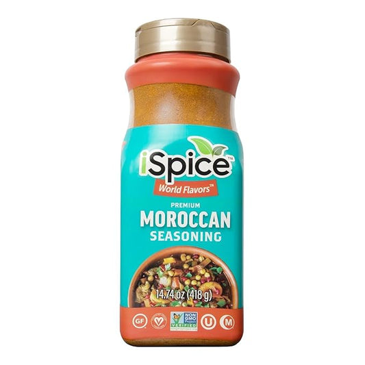 iSpice Blend | Moroccan Seasoning | 14.74 oz | Mixed Spice & Seasoning | Bulk Size | Halal | Kosher (Moroccan)