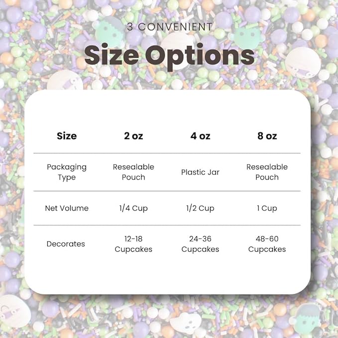 Sprinkle Pop Monster Mashup Sprinkle Mix| Orange Black White Lime Purple Sprinkles| Halloween Sprinkles with ~12 monster, ghosts, creepy eyeballs Made in USA for Decorating Cakes Cookies Cupcakes, 4oz