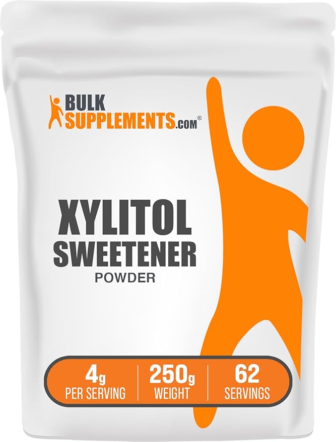 BulkSupplements.com Xylitol Powder - Xylitol Sweetener, Sugar Substitute For Baking & Cooking - Low Calorie & Gluten Free, 4g per Servings, 250g (8.8 oz) (Pack of 1)