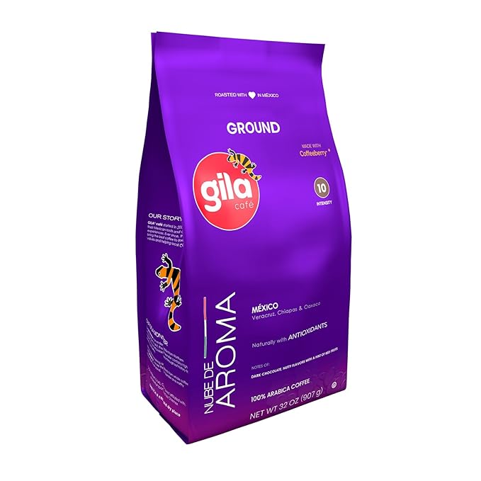 gila café Ground Coffee Medium Roast Nube de Aroma 32oz (1-Pack) - 100% Mexican Arabica Bean Coffee Grounds - Made with Coffeeberry - Chocolate, Red Berries, Hazelnuts Notes