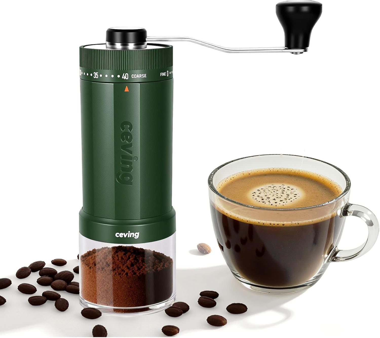 CEVING World's First 60g Large Capacity Manual Coffee Grinder, Green