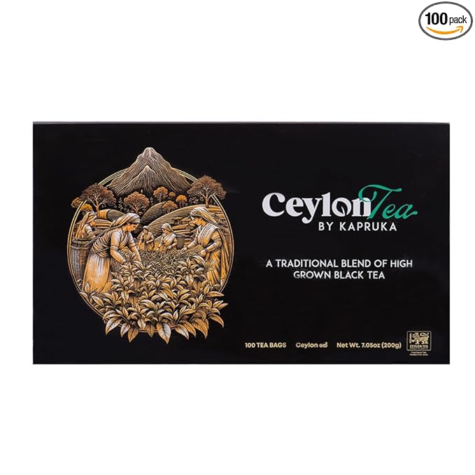 Ceylon Tea by Kapruka | Premium High-Grown Black Tea | 100 Tea Bags | Pure Ceylon Tea | Bold & Aromatic Flavor