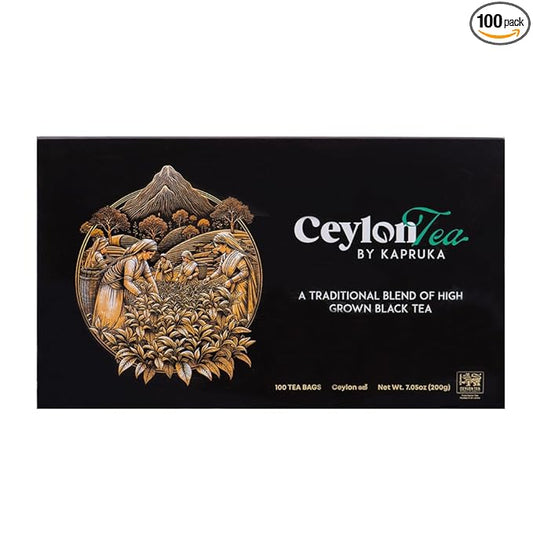 Ceylon Tea by Kapruka | Premium High-Grown Black Tea | 100 Tea Bags | Pure Ceylon Tea | Bold & Aromatic Flavor