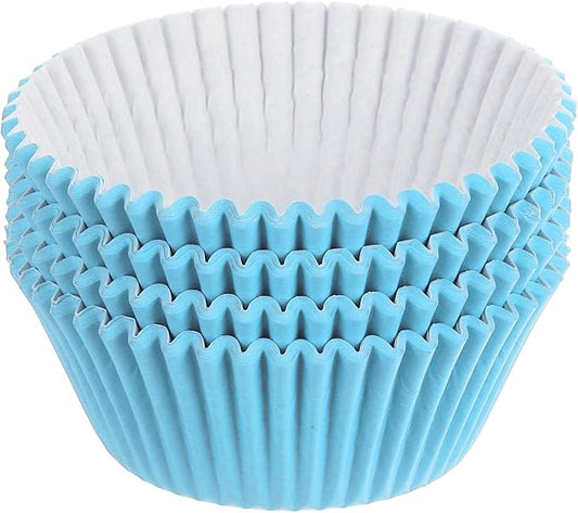 uxcell 100 Pcs Cupcake Liners, Muffins Paper Baking Cups Wrappers Standard Greaseproof for Baking Cupcake Wrapper, Sky Blue
