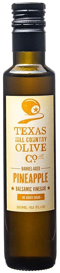 Pineapple Balsamic Vinegar - Gourmet Barrel Aged Infused Balsamic Vinegar - Great for Dressing Dipping Glazing - No Artificial Flavors or Added Sugar - Made in Texas (8.5 oz)