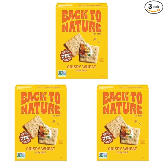 Back to Nature - Crispy Wheat Crackers - Real Ingredients like Wheat Flour & Sea Salt - Non-GMO - 6.5 Ounce (Pack of 3)