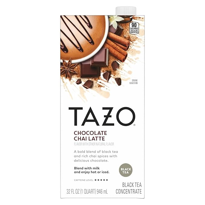 TAZO Tea Concentrate, Organic Skinny Chai Latte, & Chocolate Chai Latte 32 Fl Oz (1ea) (Variety Pack)