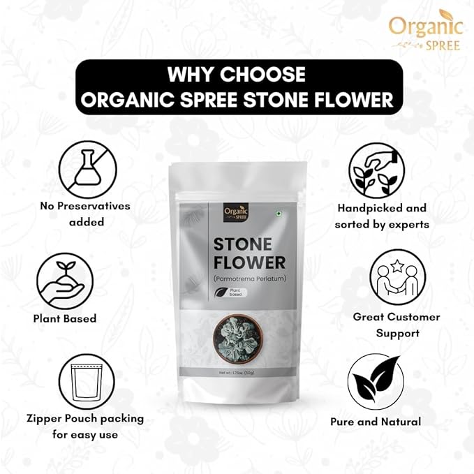 Organic Spree Stone Flower 50g – Dagad Phool (Kalpasi) – Aromatic Culinary Herb for Traditional Cooking - Pack of 3
