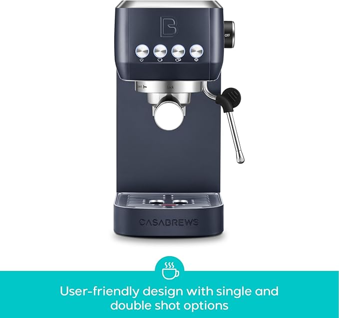CASABREWS 3700 Essential Espresso Machine 20 Bar, Stainless steel Coffee Maker with Milk Frother, Espresso Coffee Machine for Cappuccino, Latte, 43.9oz Water Tank, Sapphire Blue
