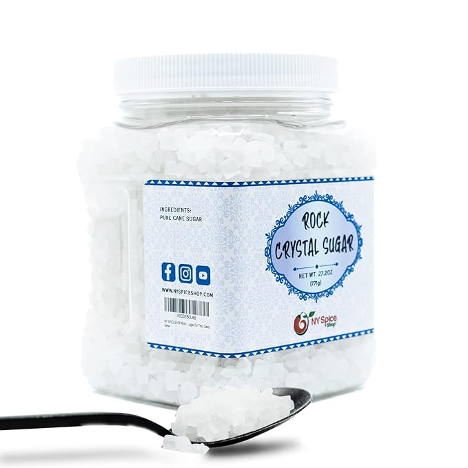 NY SPICE SHOP Rock Crystal Sugar ??1.7 Pound (27.2 Ounce) Jar Candy Crystals ??Sugar Rocks Whole ??Crystals ??Rock Candy ??Rock Sugar for Tea, Cakes