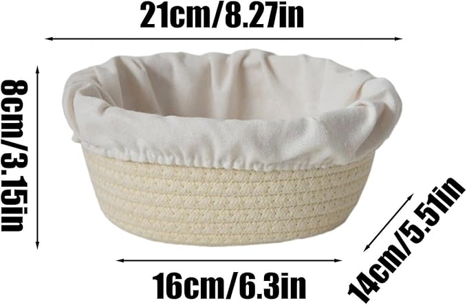 Bread Basket - Oval Bread Proofing Baskets Cotton Rope - Kitchen Gadget, Baking Supplies for Artisan Breads Pastry Making use