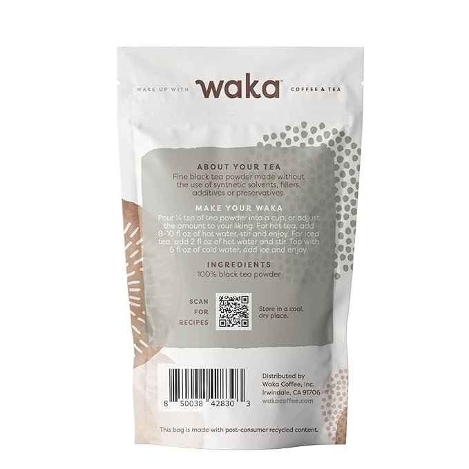 Waka Instant Black Tea Mix, Kenyan - 100% Tea Leaves, No Additives, Unsweetened Sample/Travel Size Tea Powder - Easy Quick Hot and Iced Teas, Up to 20 Cups or 5 Quarts (.45oz)