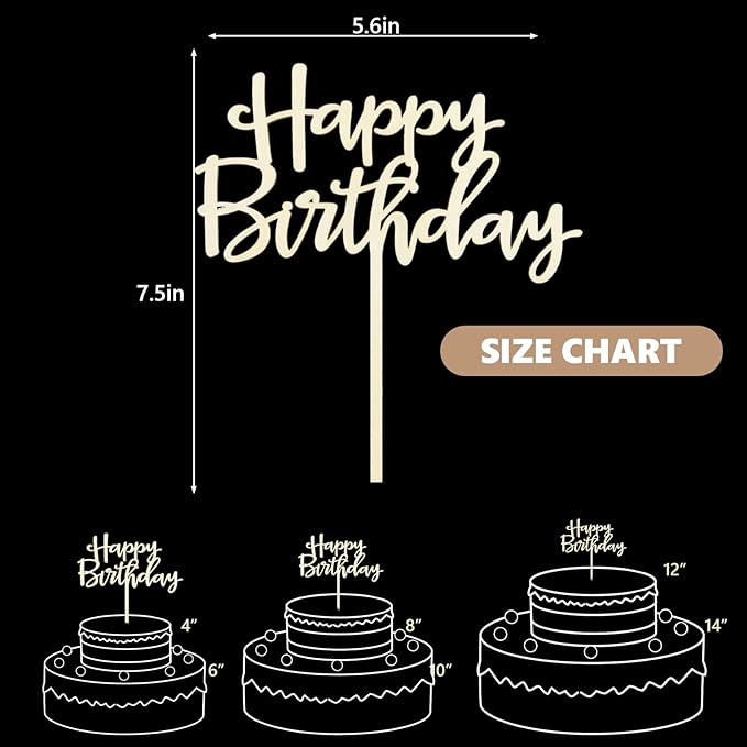Wooden Happy Birthday Cake Toppers, Birthday Party Decoration Supplies, Premium Quality Decoration(Design 02)