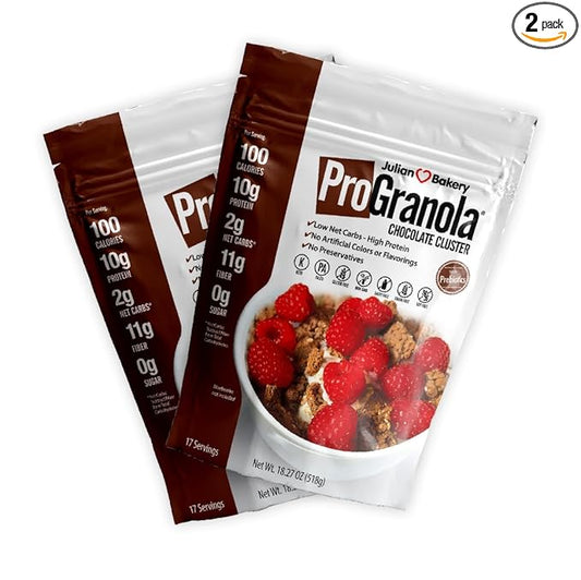 Julian Bakeryì§?ProGranolaì§?Cereal | Chocolate | 13g Protein | Paleo | 3 Net Carbs | Gluten-Free | Grain-Free | 2 Pack