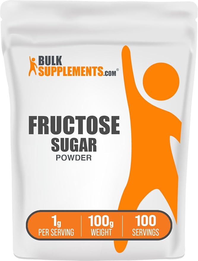 BulkSupplements.com Fructose Powder - Fructose Sugar, Zero Calorie Sweetener - Food Grade & Gluten Free, 1g per Serving, 100g (3.5 oz) (Pack of 1)