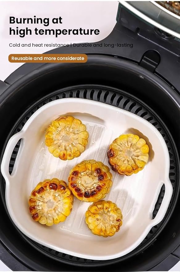 Kbotiques Round Casserole Dish Made of Scratch-Resistant Ceramic in White for Hot Air Fryer, for Preparing Lasagne, Soup, Tiramisu and More Fryer Accessories (White, 650 ml)