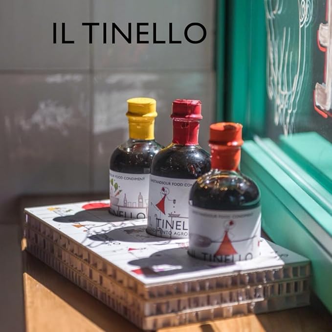 IL TINELLO Balsamic Vinegar of Modena IGP, Red Label, 100ml (8.5 fl oz) ??Aceto Balsamico di Modena pairs with Cheese, Risotto, Fruit & Cooked Vegetables, 65 Brix, 6% acidity, Product of Italy