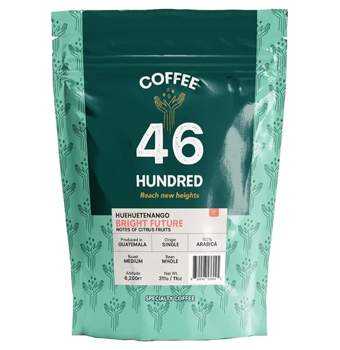 COFFEE 46 HUNDRED® Huehuetenango - Whole Bean Specialty Coffee from Guatemala - 100% Arabica Single Origin - Medium Roast - 311g/11oz - High Altitude Coffee - Grown at 6,200 ft