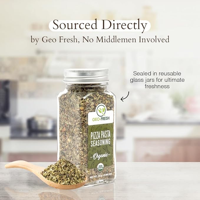 Geo-Fresh Organic Pizza Seasoning, 0.53 oz (15g), Non-GMO, Kosher, 100% Organic Herbs, Gluten Free, USDA Certified