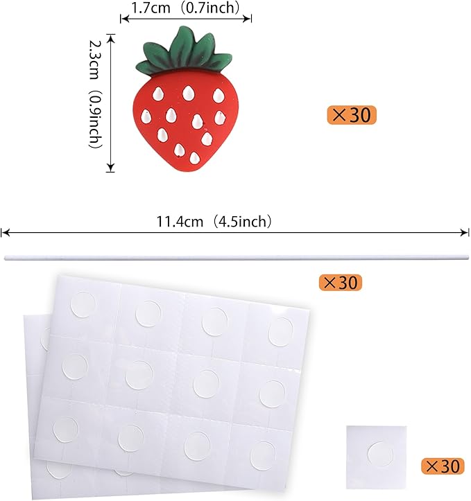 YCTHUNFISH 30 Pack Strawberry Cupcake Toppers Red Glitter Strawberry Cupcake Picks for Fruit Baby Shower Kids Birthday Summer Berry Cupcake Decorations Party Supplies