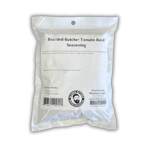 Bearded Butchers Tomato Basil Seasoning, 15 oz ??For Up to 25 lbs of Meat ??Perfect for Bratwurst, Chicken Jerky, and Smoked Meats ??No Added MSG ??Rich Sundried Tomato and Fresh Basil Flavor