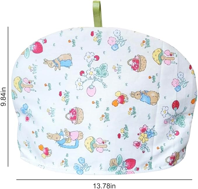 Cotton Tea Cozy Vintage Floral Printed Teapot Cover Tea Pot D챕cor Cozies Insulated Kettle Kitchen Dust Cover (Rabbit)