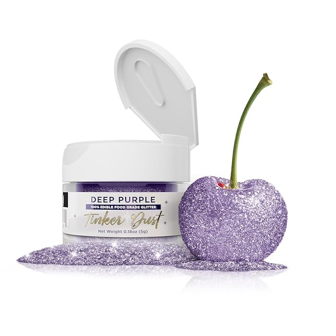 Bakell - Deep Purple Tinker Dust (5g, 1x Jar) Edible Glitter for Food, Desserts, and Beverages!