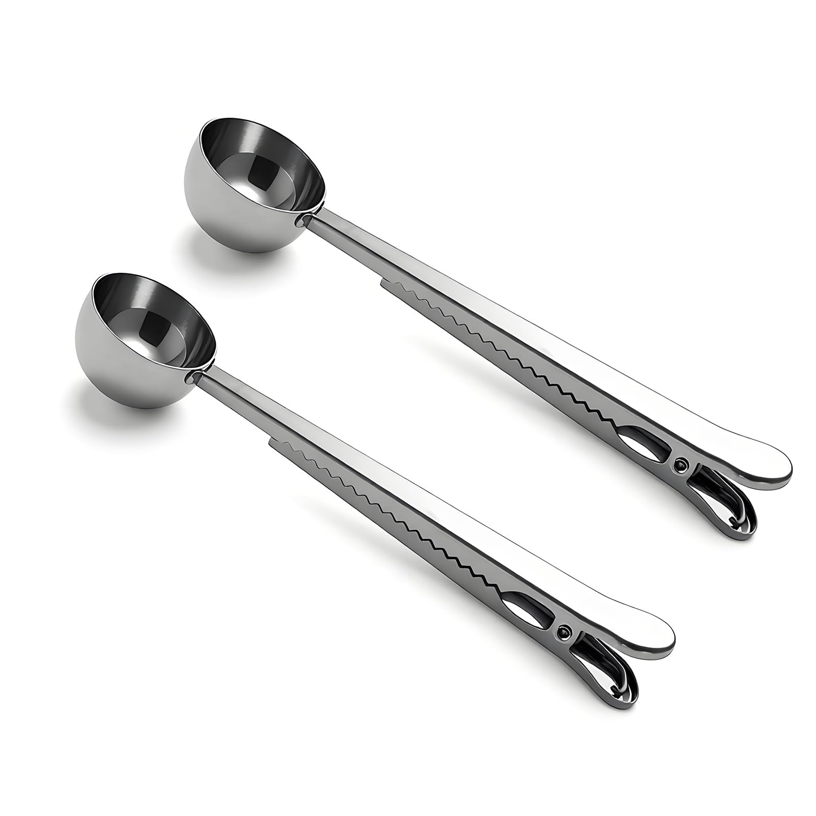 Coffee Scoop Spoon with Bag Clip, Silver, 2 Pcs, 1 Tbsp, 15ML