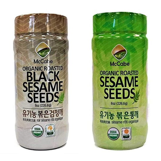 McCabe Organic Roasted Sesame Seed (2-Pack) (Sesame Seed 8oz and Black Sesame Seed 8oz), USDA Organic Certified, CCOF Certified Organic, Roasted & Packed in USA