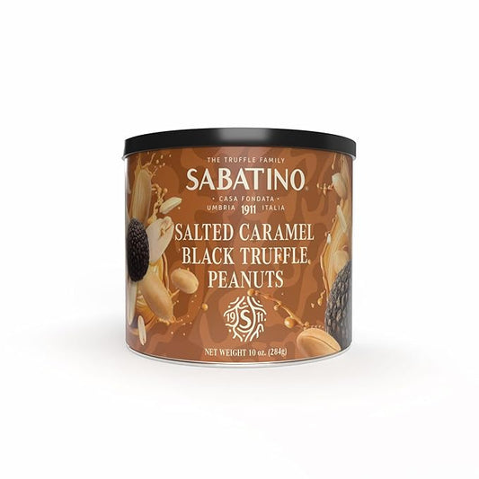 Sabatino Salted Caramel Truffle Peanuts ??Gourmet Roasted Peanuts with Salted Caramel & Black Truffle, Premium Snack, 10 oz