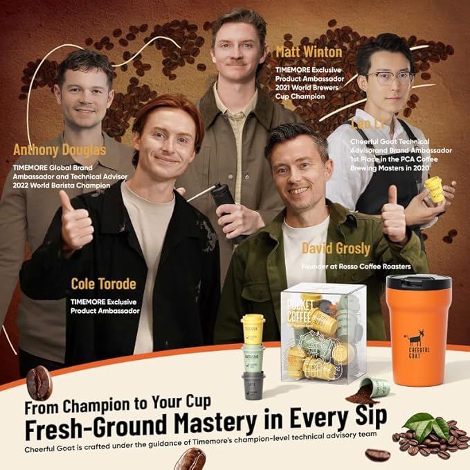 CheerfulGoat Instant Cold Brew Coffee – Speciality Pocket Coffee 100% Arabica, Freeze Dried for Ultimate Freshness, No Sugar, No Additives, Low Acid, Healthy for Iced & Hot, 30 Servings (MIX)