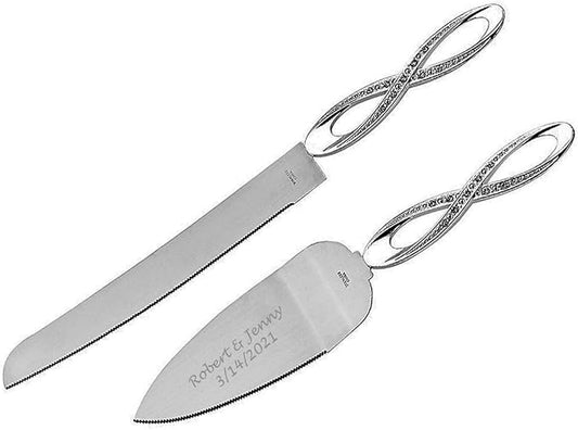 GIFTS INFINITY Personalized Infinity Wedding Cake Server and knife Free Engraving - Valentine's Day Gift