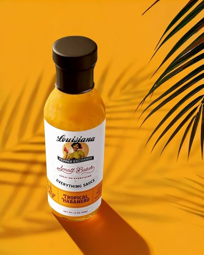 Louisiana Pepper Exchange Tropical Habanero Pepper Sauce – Sweet & Spicy with Mango and Pineapple, Gluten-Free, 12 Fl Oz (2 pack), Limited Edition