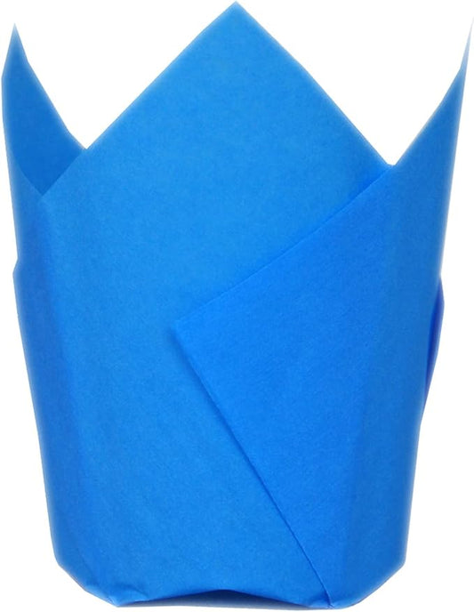 Muffin Greaseproof paper Baking cupcake cups, 2" x 3 1/2" Blue Tulip Baking Cup Case of 125 pcs (Standard Size)(125, Blue)