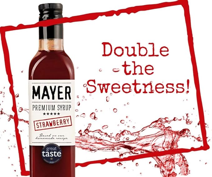 Mayer Premium Hungarian Strawberry Syrup ??Award-Winning Artisan Fruit Syrup, All-Natural, Over 50% Real Strawberries, Vegan, Gluten-Free ??Perfect Coffee Syrup & Dessert Topping (2 Pack)