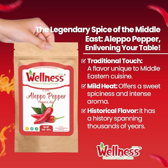 Wellness Organic Chili Pepper Blend 8 oz - Aleppo & Cayenne, Ground White Pepper, Ghost Pepper Powder, Happy Belly Spices - Red & Cyan Pepper, Deer Meat Seasoning, Fresh Green Peppers, Rosemary Sprigs